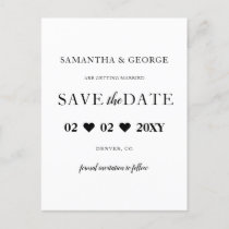 Simple Elegant Modern Black Save The Date Announce Announcement Postcard