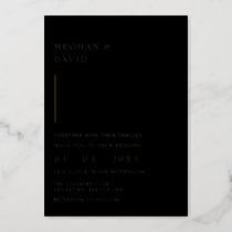 Simple Elegant Modern Black Wedding  Foil Invitation