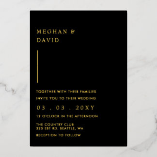 Simple Elegant Modern Black Wedding Foil Invitation