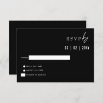 Simple Elegant Modern Black Wedding  RSVP Card