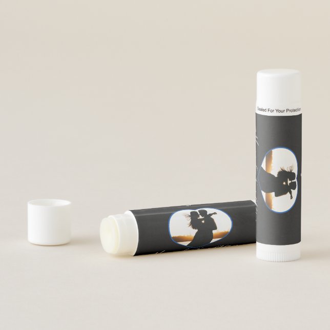 Simple Elegant Modern Black White photo wedding  Lip Balm (In Situ)