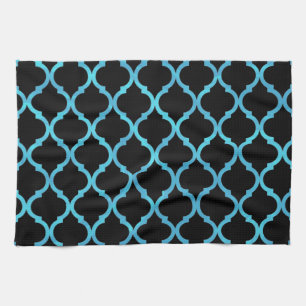 Simple Elegant Modern Blue Moroccan Pattern   Kitchen Towel