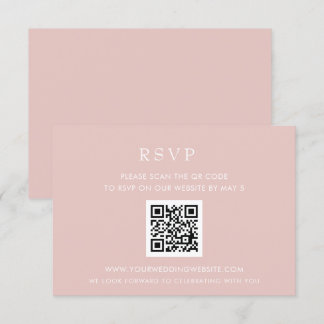 Simple Elegant Modern Blush QR CODE RSVP Card