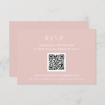 Simple Elegant Modern Blush QR CODE RSVP Card