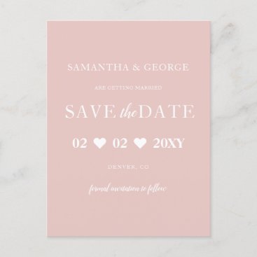 Simple Elegant Modern Blush Save The Date  Announcement Postcard