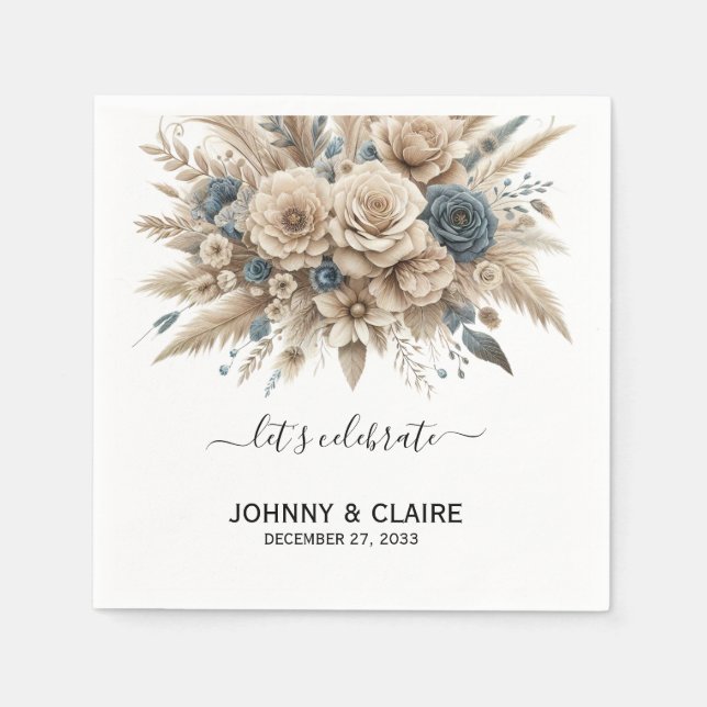 Simple Elegant Modern Boho Pampas Grass Classic Napkins (Front)