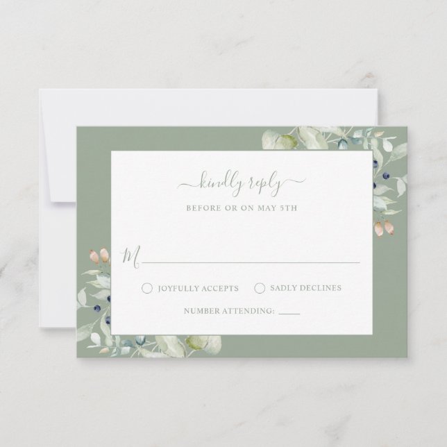 Simple Elegant Modern Botanical RSVP Card (Front)