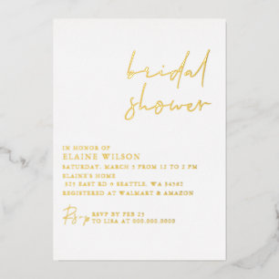 Simple Elegant Modern Bridal Shower  Foil Invitation