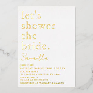 Simple Elegant Modern Bridal Shower Foil Invitation