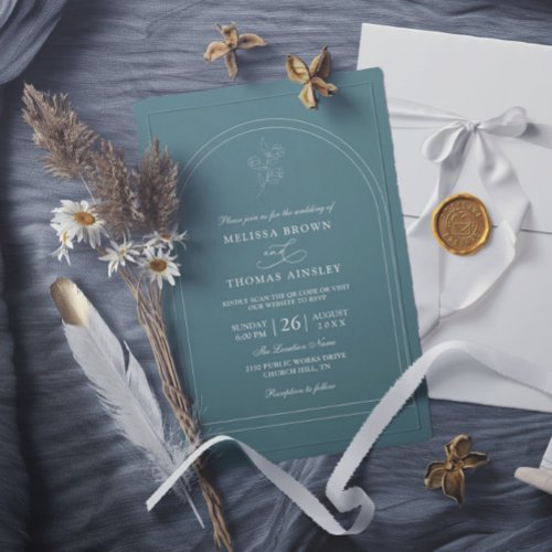 Simple Elegant Modern Budget Qr Code Wedding Invitation
