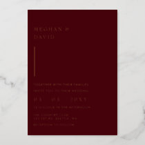 Simple Elegant Modern Burgundy Wedding  Foil Invitation