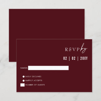  Simple Elegant Modern Burgundy Wedding    RSVP Card