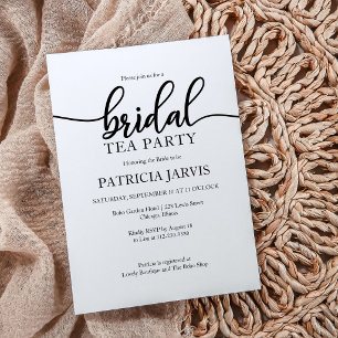 Simple Elegant Modern Calligraphy Bridal Tea Party Invitation