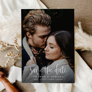 Simple Elegant Modern Calligraphy Photo Save The Date