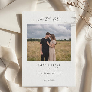 Simple Elegant Modern Calligraphy Photo Wedding Save The Date