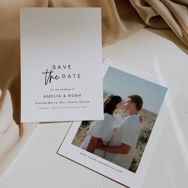 Simple Elegant Modern Calligraphy Save The Date Invitation (Creator Uploaded)