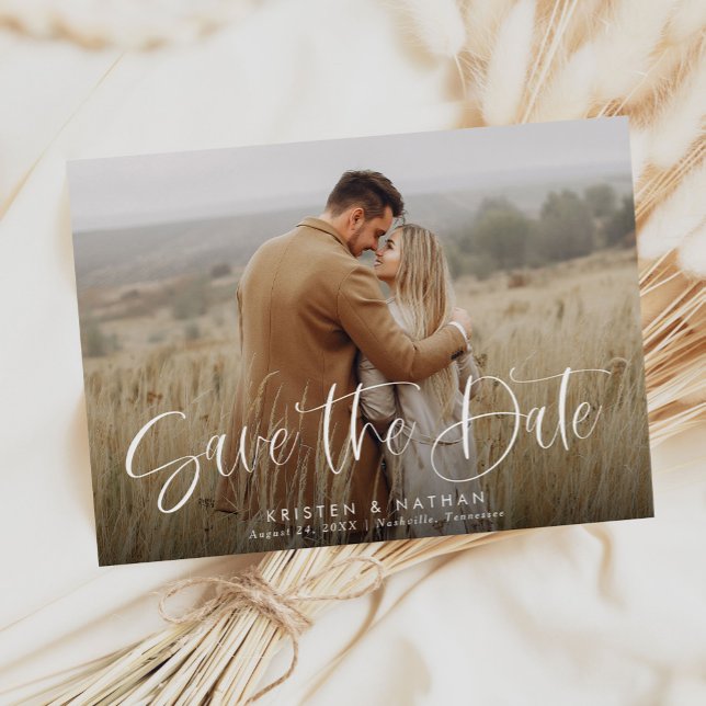 Simple Elegant Modern Calligraphy Script QR Code Save The Date (Creator Uploaded)