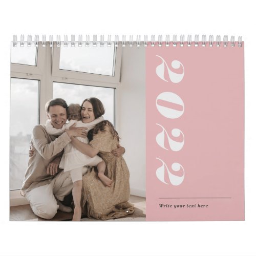 simple elegant modern chic dusty rose family photo calendar