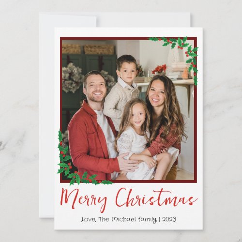 Simple Elegant Modern Christmas family Photo Holiday Card