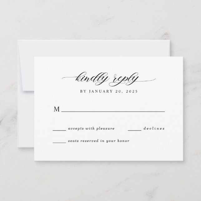 Simple Elegant Modern Classic Typography Wedding RSVP Card (Front)