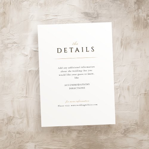 Simple Elegant Modern Classy Luxe Wedding Details Enclosure Card