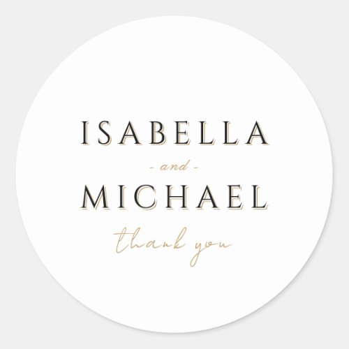 Simple Elegant Modern Classy Luxury Wedding Favors Classic Round Sticker