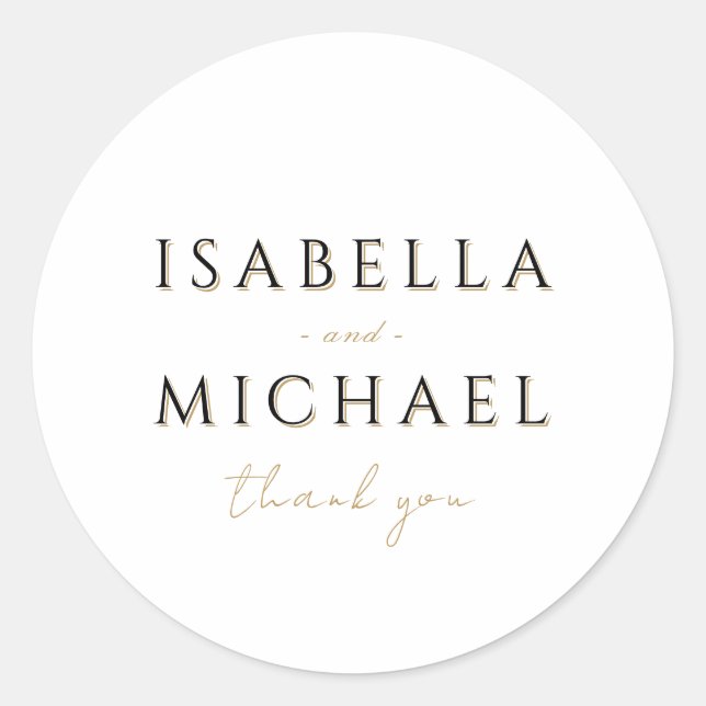 Simple Elegant Modern Classy Luxury Wedding Favors Classic Round Sticker (Front)