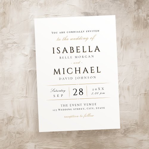 Simple elegant modern classy Luxury wedding Invita Invitation