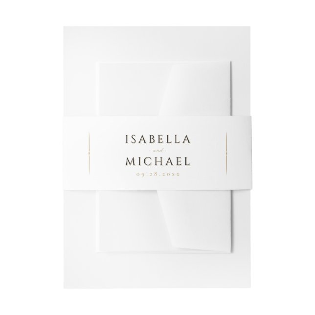 Simple Elegant Modern Classy Luxury Wedding Invitation Belly Band (Front Example)