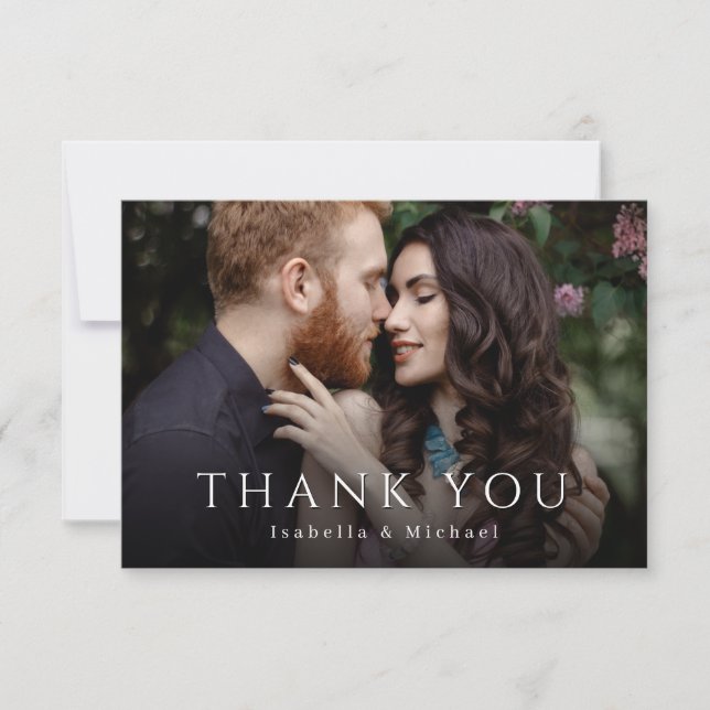 Simple Elegant Modern Classy Photo Thank You Card (Front)