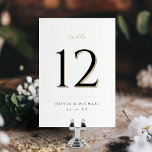 Simple Elegant Modern Classy Wedding table number<br><div class="desc">Modern classy minimalist script and typography design in gold,  black and white,  simple and elegant,  great for minimalist formal wedding,  traditional classic wedding,  modern luxury wedding.  
See all the matching pieces in collection.</div>