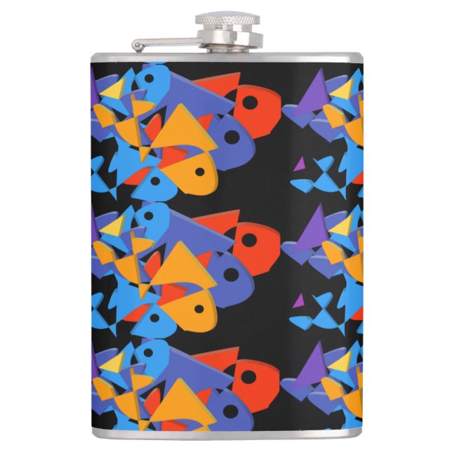 Simple elegant modern Colorful ART OF FISH  Flask (Front)