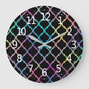 Simple Elegant Modern Colorful Moroccan Pattern Large Clock