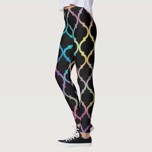 Simple Elegant Modern Colorful Moroccan Pattern  Leggings