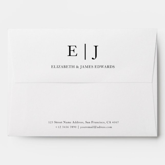 Simple Elegant Modern Couple Monogram  Envelope (Back (Top Flap))