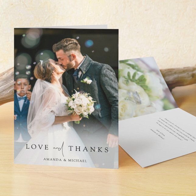 Simple Elegant Modern Custom Photo Wedding Thank You Card (Creator Uploaded)
