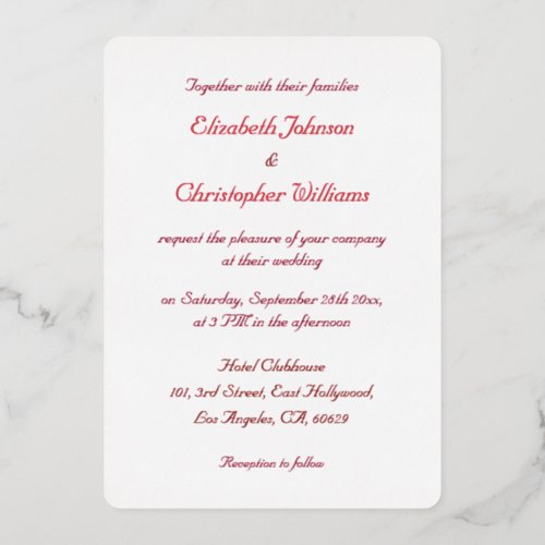 Simple Elegant Modern Custom Wedding Rose Gold Foil Invitation