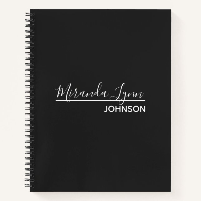 Simple Elegant Modern Dark Gray Personalized Notebook (Front)