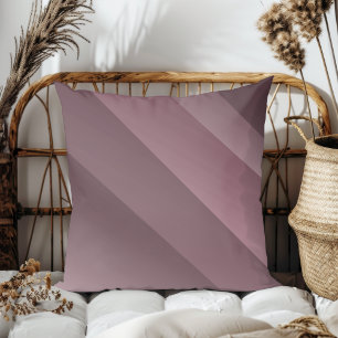 Simple Elegant Modern Diagonal Stripes Dark Mauve Throw Pillow