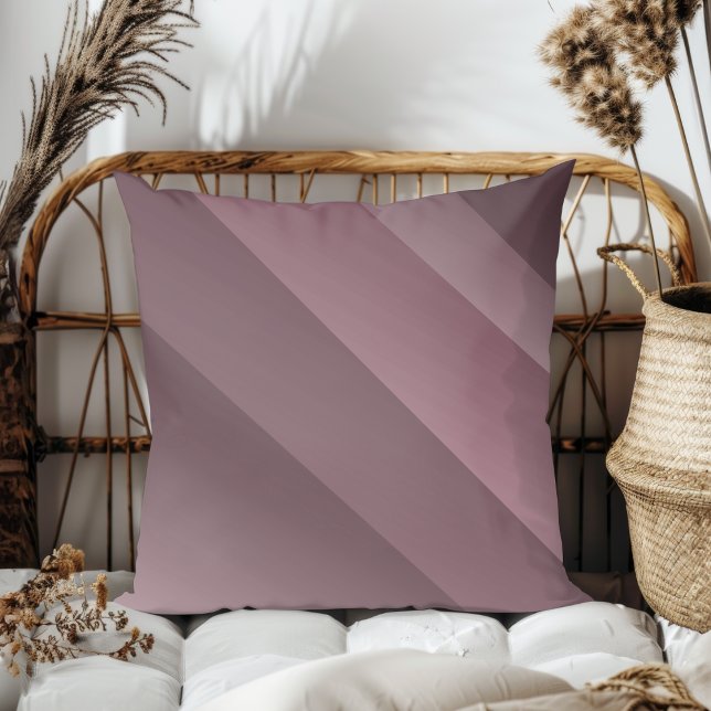 Simple Elegant Modern Diagonal Stripes Dark Mauve Throw Pillow (Creator Uploaded)