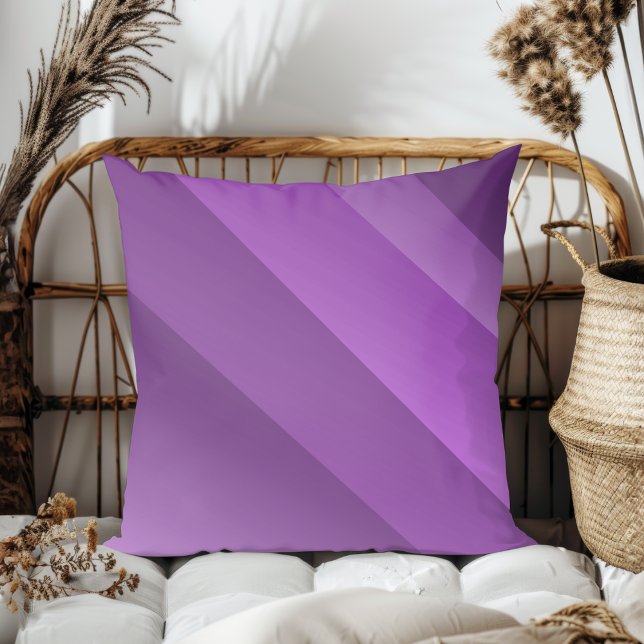 Simple Elegant Modern Diagonal Stripes Purple Throw Pillow (Creator Uploaded)