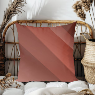 Simple Elegant Modern Diagonal Stripes Terracotta Throw Pillow