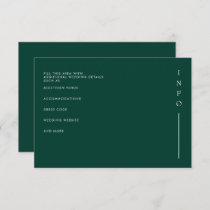 Simple Elegant Modern Emerald Green Wedding  Enclosure Card