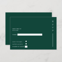 Simple Elegant Modern Emerald Green Wedding  RSVP Card