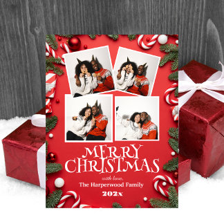 simple elegant Modern Family Christmas Photo Holiday Postcard