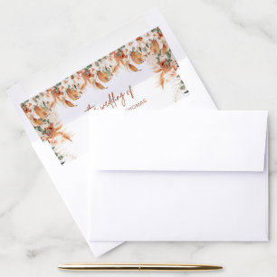 Simple Elegant Modern Floral Terracotta Wedding  Envelope Liner