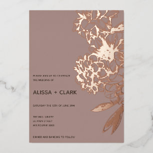 Simple Elegant Modern Floral Wedding  Foil Invitat Invitation