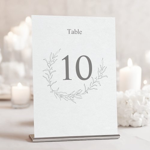 Simple Elegant Modern Foliage Leaves Sketch Art Table Number