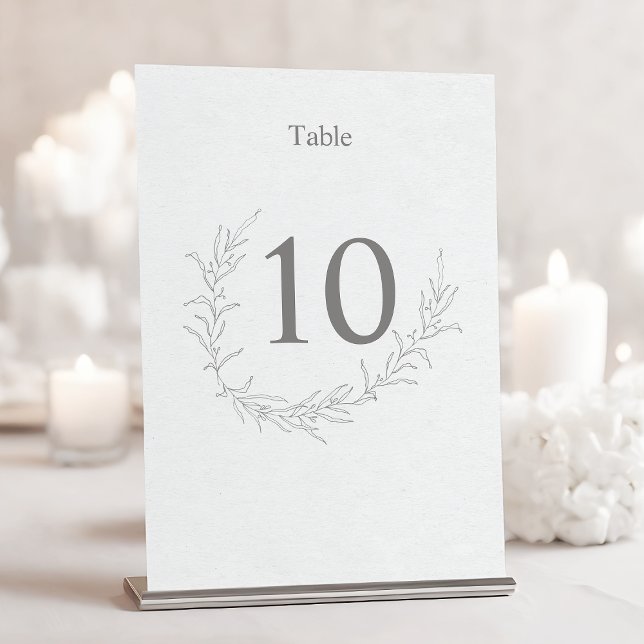 Simple Elegant Modern Foliage Leaves Sketch Art Table Number (Creator Uploaded)