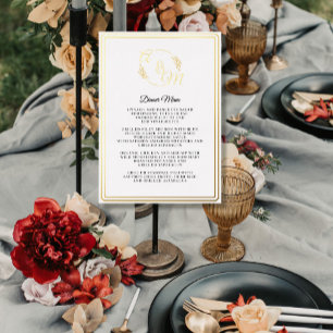 Simple Elegant Modern Gold Foil Dinner Menu Invitation
